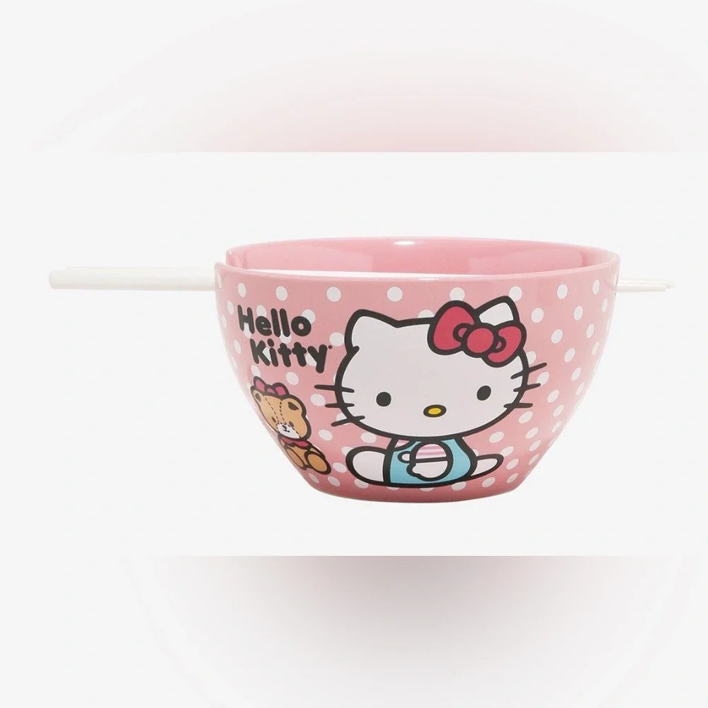 Hello Kitty Pink Polka Dot Ramen Bowl- NWT